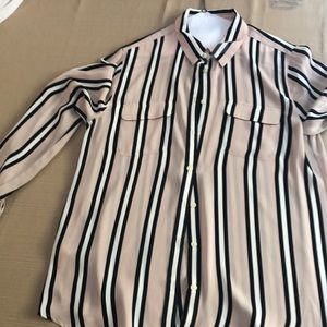 Striped button down, polyester blouse. Worn twice